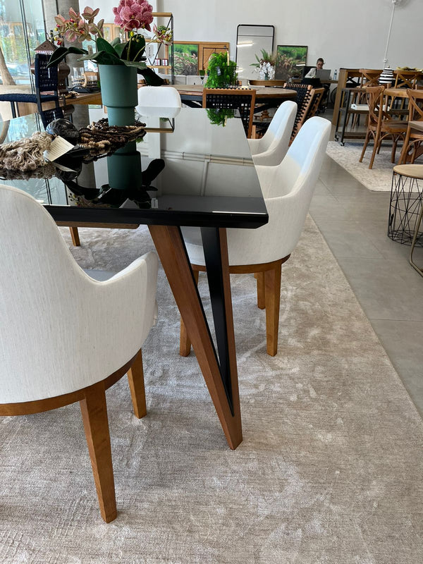 Ambiente 3 com Selene Wooden Chair with Cream Linen Upholstery 2422