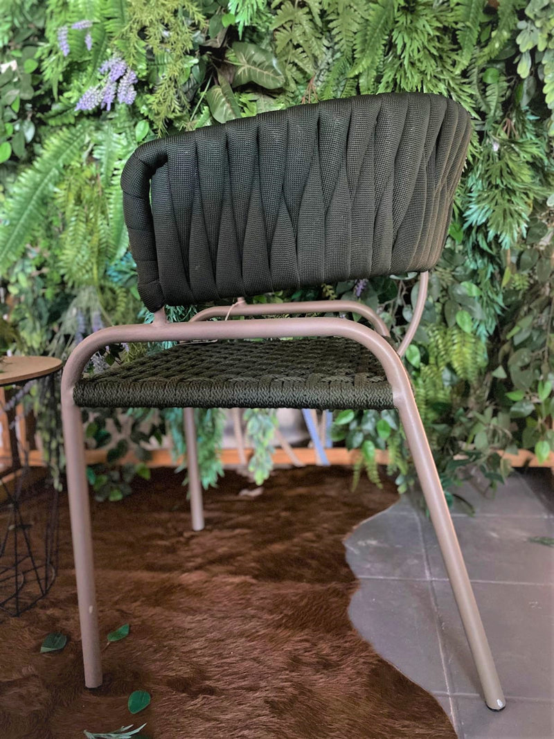 Cadeira Deka Alumínio Cor Fendi Tricô Náutico Cor Verde Musgo