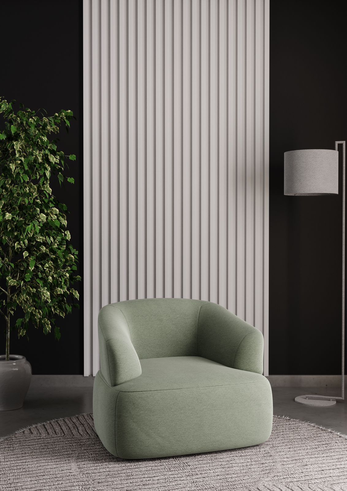 Melissa Armchair Upholstered in Grey Linen