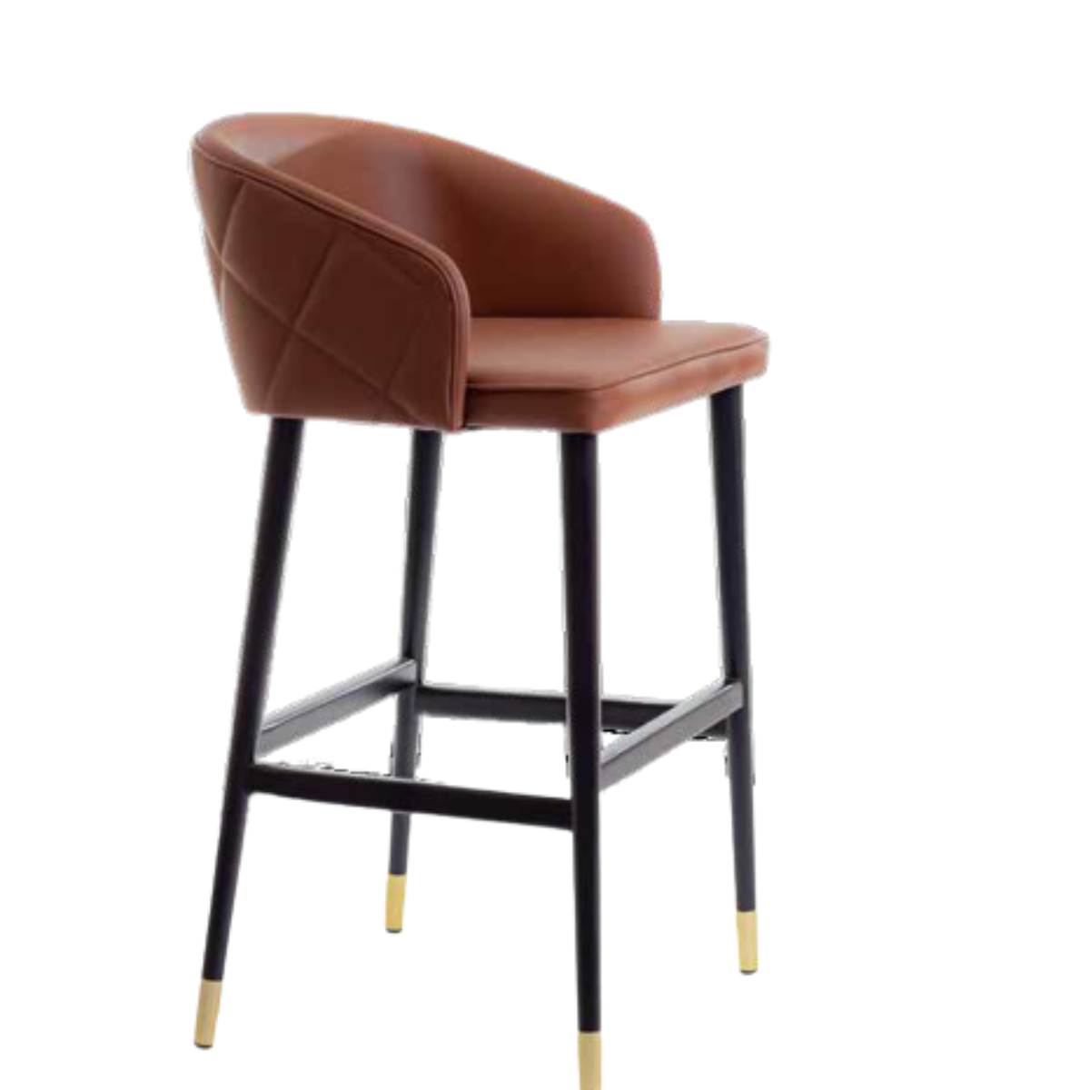 Taburete Mariana Madera Lacado Mate Asiento Tapizado Corino Marrón