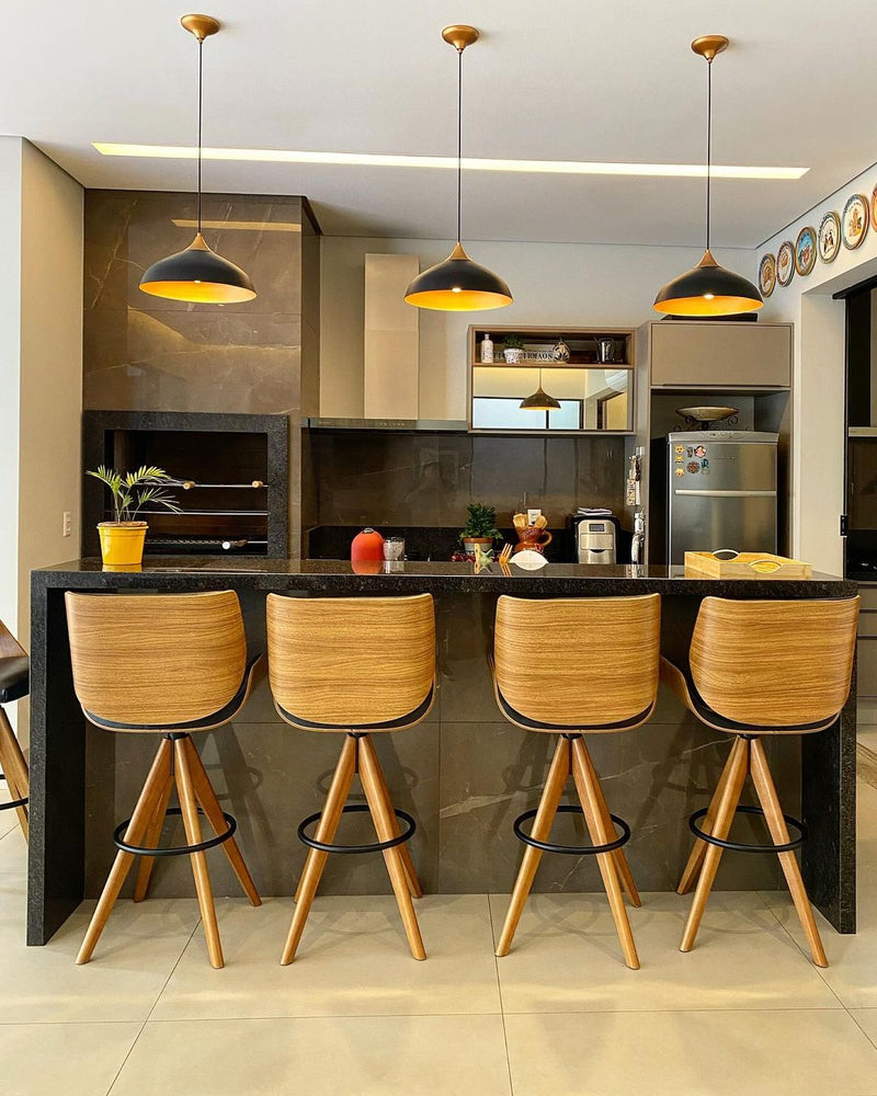 Paula Stool Wood Swivel Seat Upholstered Linen Gray