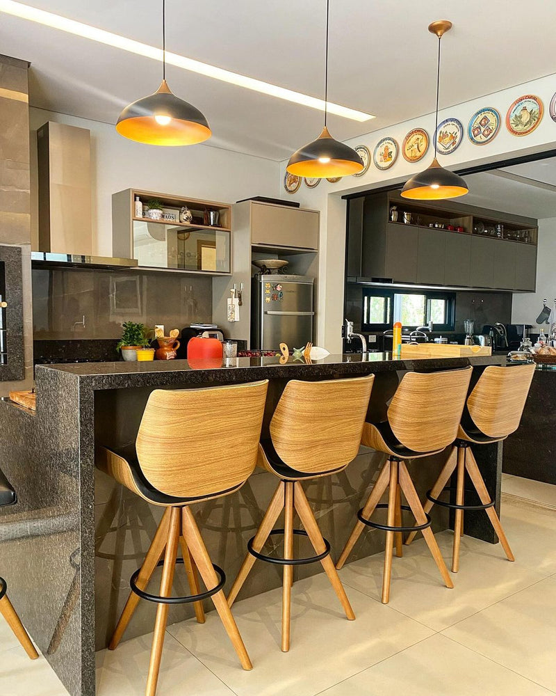 Paula Stool Wood Swivel Seat Upholstered Linen Gray