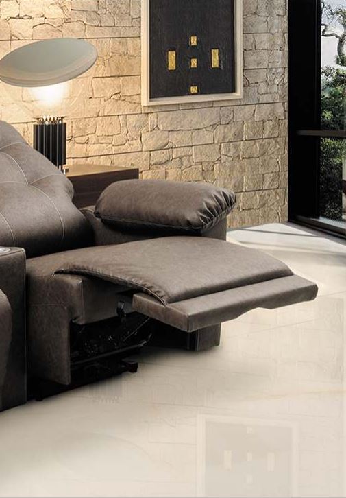 Ambiente 2 com Hollywood Cinema Retractable and Reclining Upholstered Sofa in Brown Leatherette Electric