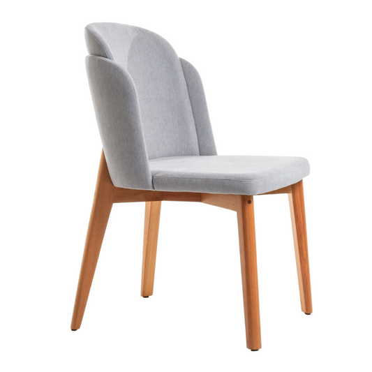 Cloe Chair Natural Wood Upholstered Seat Fabric BR6001 with Caramel Handle
