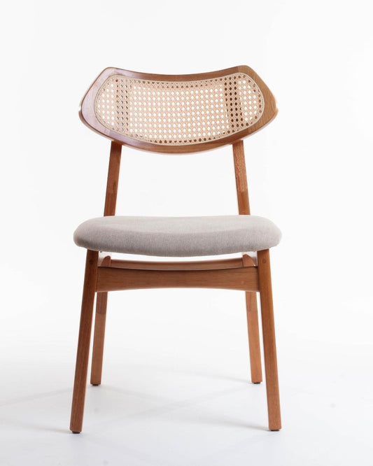 Silla Diana Respaldo Hexagonal Paja Natural Asiento Madera Natural Tapizado Tela BR6000