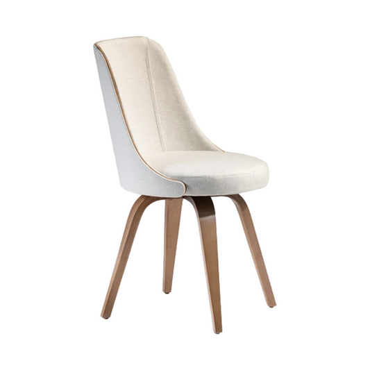 Julieta Chair with Freijó Wood and Light Linen Upholstered Seat
