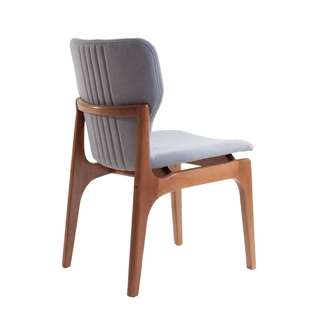 Silla Lívia Madera Natural Asiento Tapizado Tela AB1016
