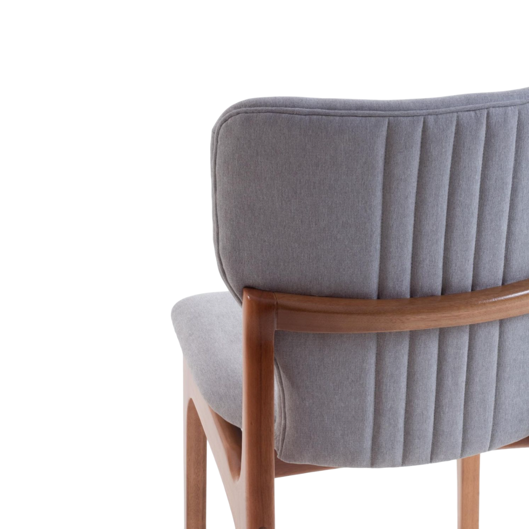 Silla Lívia Madera Natural Asiento Tapizado Tela AB1016