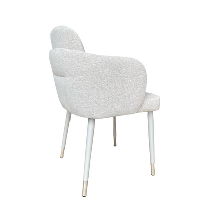 Silla Luna de Madera Asiento Tapizado en Tela Blanco Mate BR6020 con Punta Champán