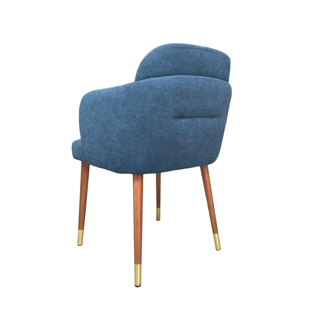 Luna Chair Natural Wood Upholstered Fabric Seat AQ2031 with Gold Tip