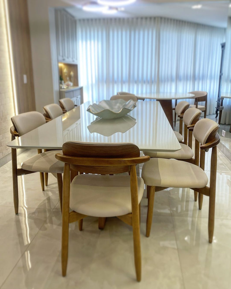 Cadeira Dutti Madeira Amêndoa Encosto e Assento Estofado Tecido Bucle 566