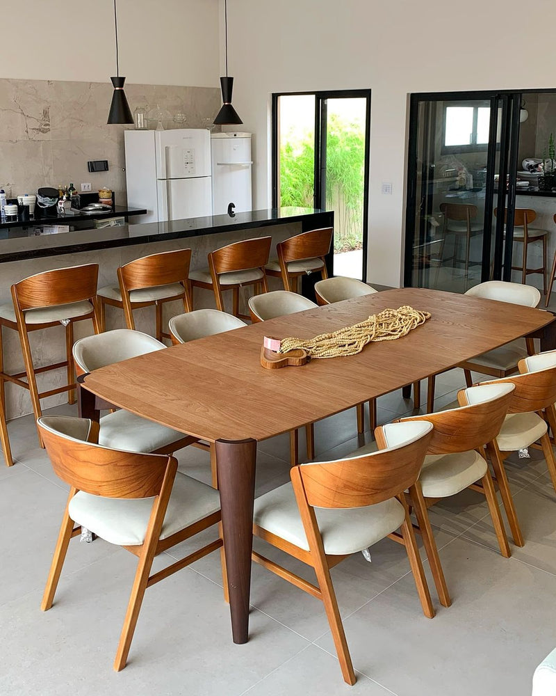 Silla Porto Madera Asiento Tapizado Lino Beige 001A