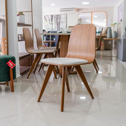 Silla Lidiane Freijó Asiento Tapizado Madera Lino Claro