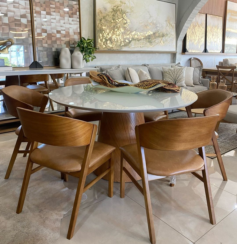 Silla Porto Madera Asiento Tapizado Lino Beige 001A