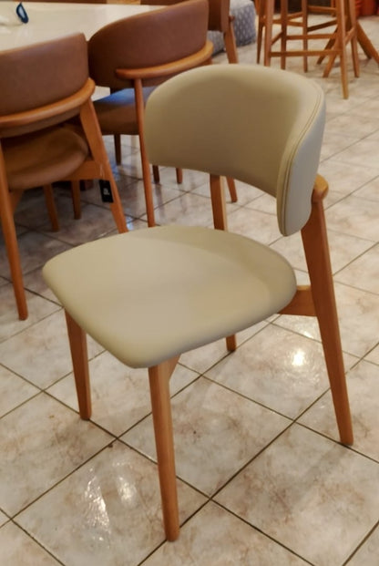 Monic Chair Black Lacquer Wood Upholstered Backrest and Seat Leatherette Fabric 581