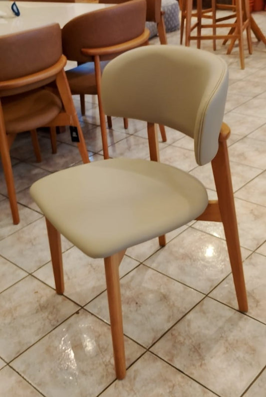 Monic Chair Black Lacquer Wood Upholstered Backrest and Seat Leatherette Fabric 581