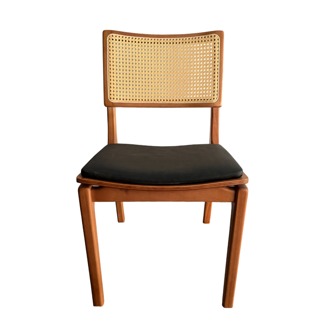 Silla Riviera Madera Marrón Claro Hexagonal Asiento Tapizado En Tela Facto Negro