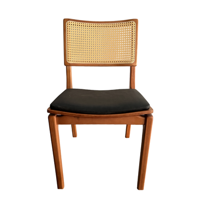 Silla Riviera Madera Marrón Claro Hexagonal Asiento Tapizado En Tela Facto Negro