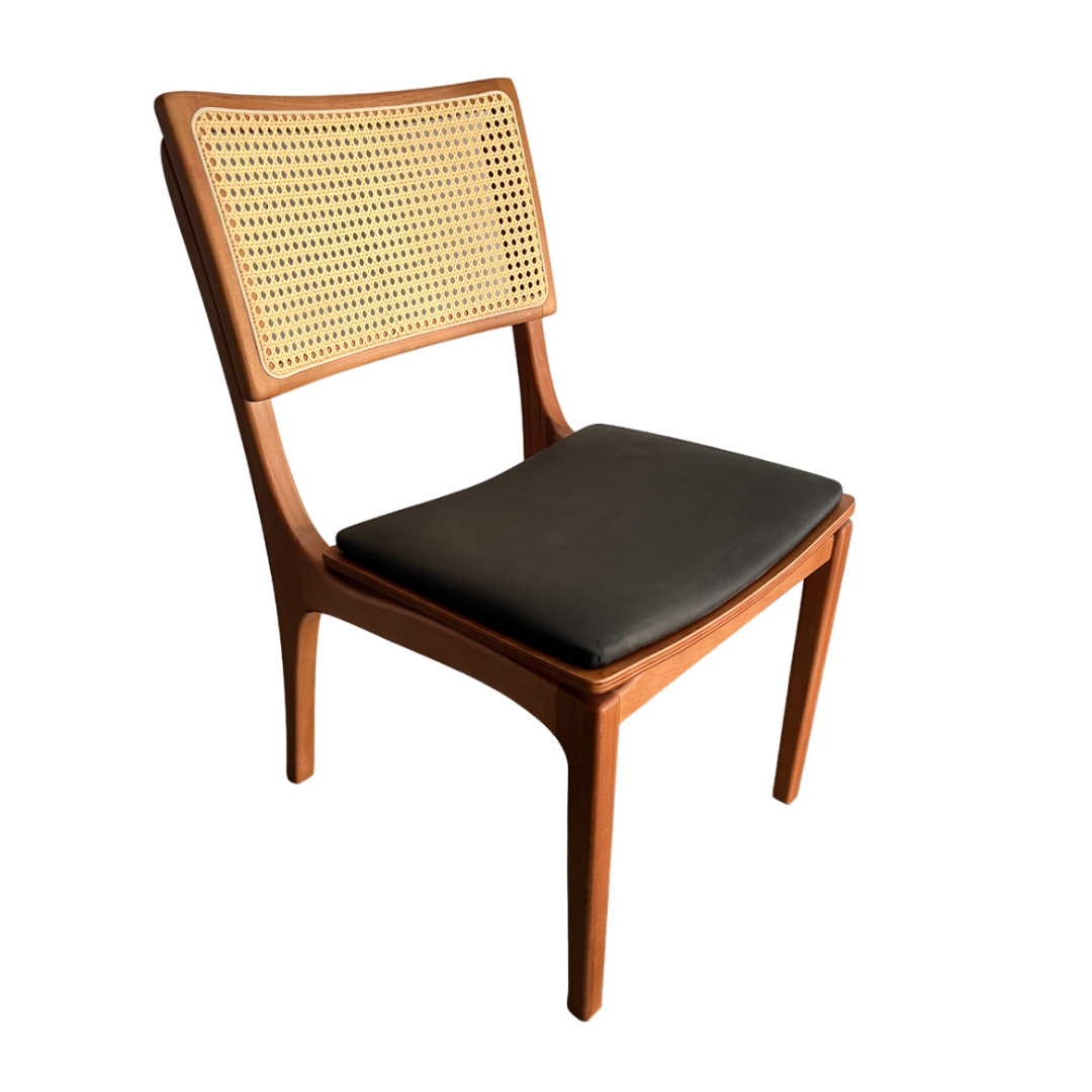 Silla Riviera Madera Marrón Claro Hexagonal Asiento Tapizado En Tela Facto Negro