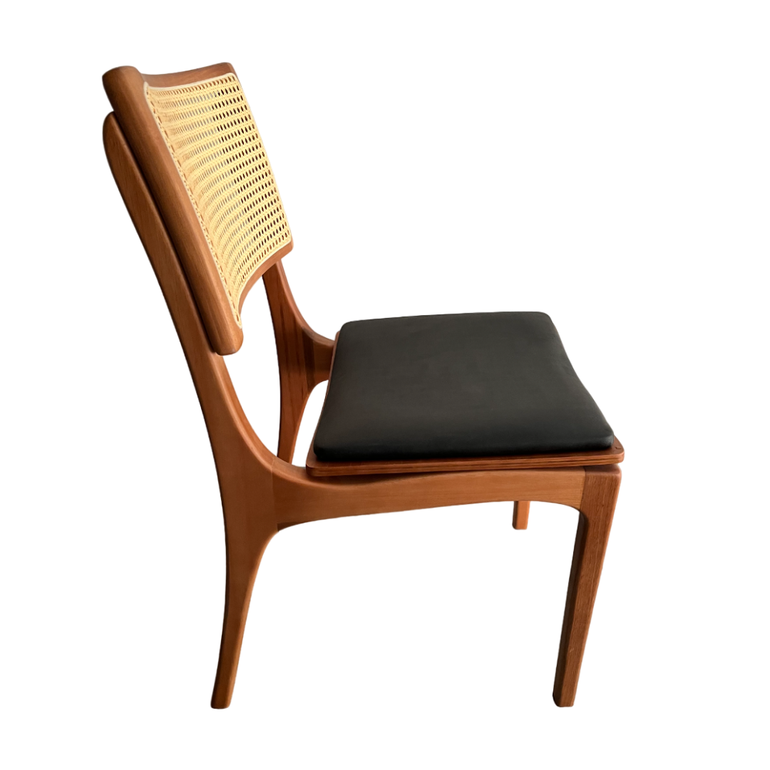 Silla Riviera Madera Marrón Claro Hexagonal Asiento Tapizado En Tela Facto Negro