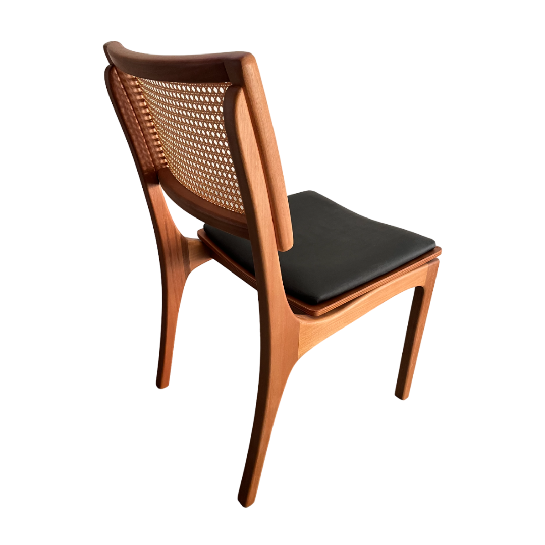 Silla Riviera Madera Marrón Claro Hexagonal Asiento Tapizado En Tela Facto Negro