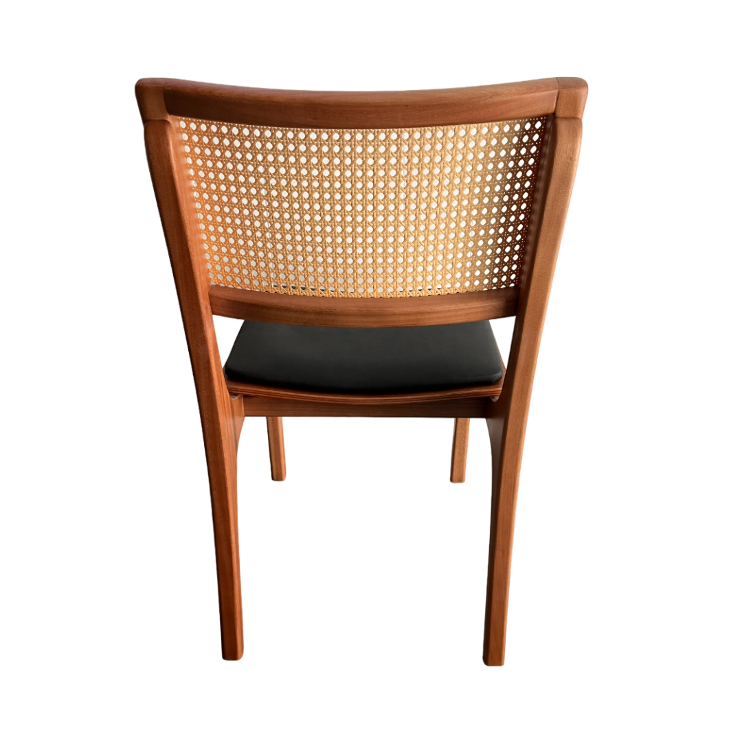 Silla Riviera Madera Marrón Claro Hexagonal Asiento Tapizado En Tela Facto Negro