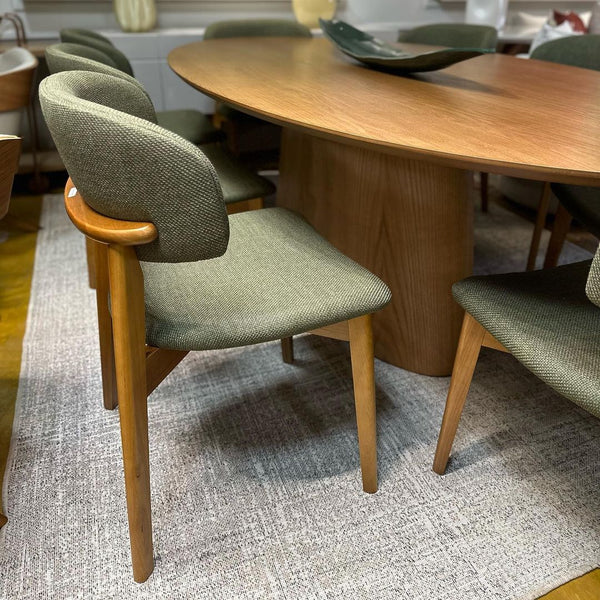 Ambiente 4 com Monic Chair Almond Wood Backrest and Seat Upholstered in Braque Fabric 578