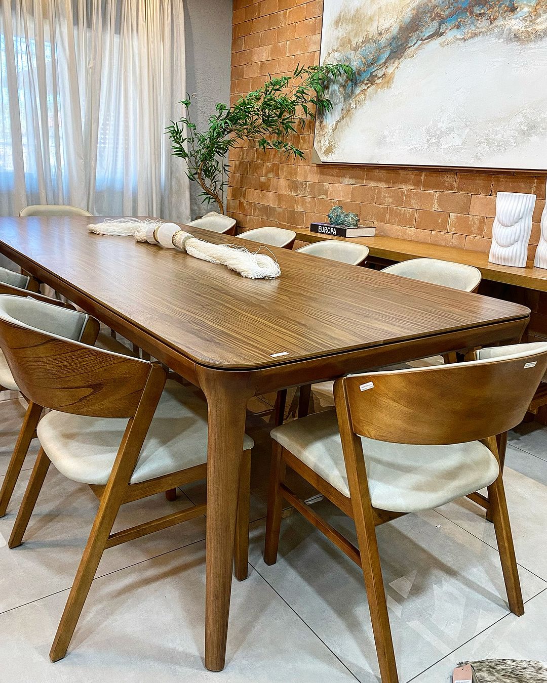 Porto Wooden Chair with Beige Linen Upholstered Seat 001A