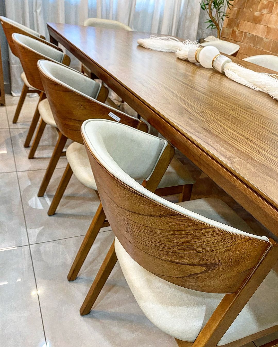 Porto Wooden Chair with Beige Linen Upholstered Seat 001A