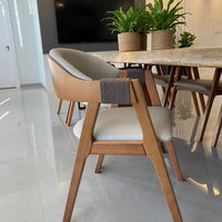 Silla Madera Zaki Asiento Tapizado Tela Dunas Perola 991A