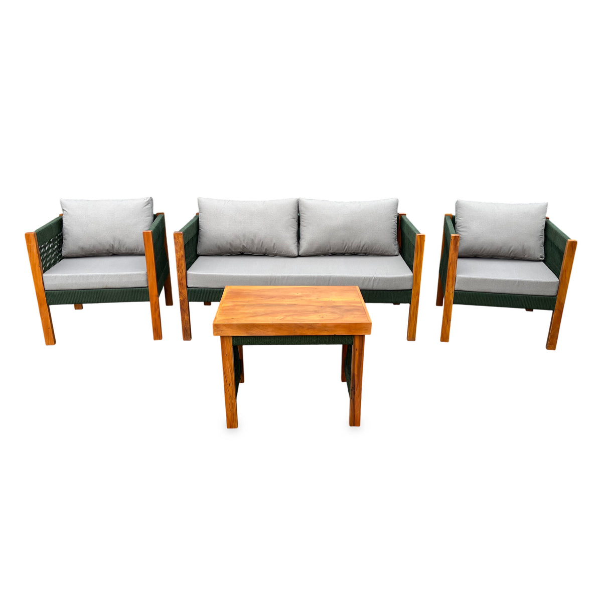 Conjunto de Banco Lux de Madera Maciza y Cuerda Náutica - 4 Plazas | Toth Móveis