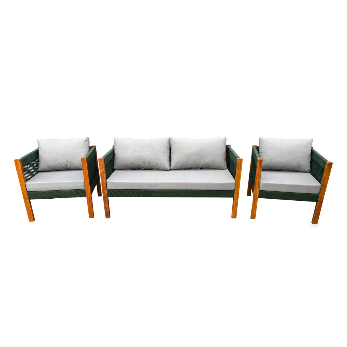 Conjunto de Banco Lux de Madera Maciza y Cuerda Náutica - 4 Plazas | Toth Móveis