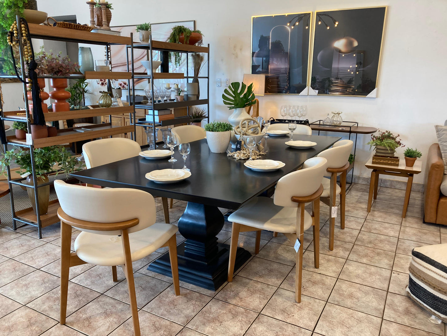 Monic Chair in Black Lacquered Wood, Upholstered Backrest and Seat in Bucle Fabric 566