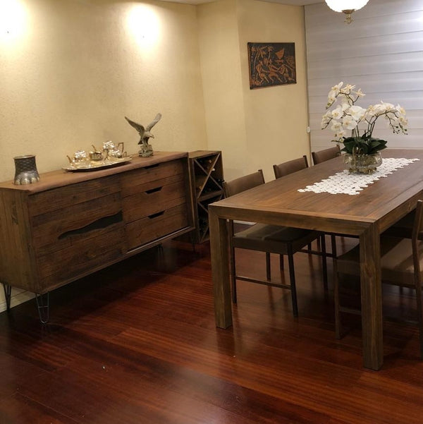 Ambiente 1 com Mostrador Industrial Spin 88x152x46cm Madera Maciza y Hierro