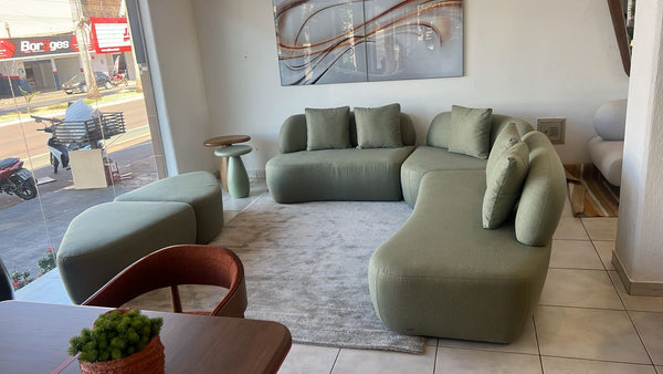Ambiente 3 com Conjunto Sofá Estofado Da Vinci Linho Claro - 4 Módulos