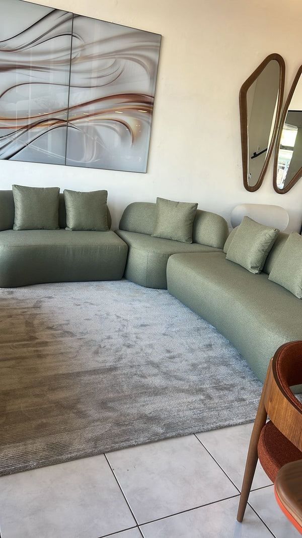 Ambiente 2 com Conjunto Sofá Estofado Da Vinci Linho Claro - 4 Módulos