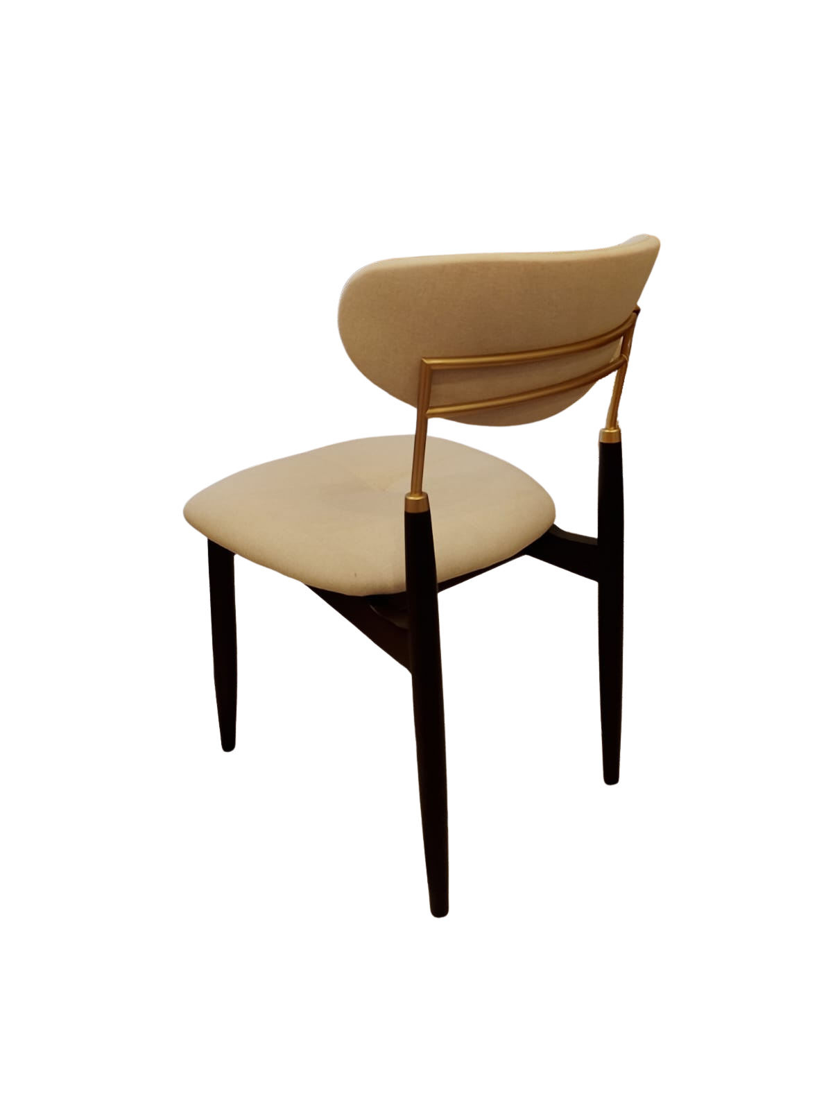 Silla Adara con Brazo Madera Asiento de Metal Negro Mate Dorado Tapizado Tela BR6000