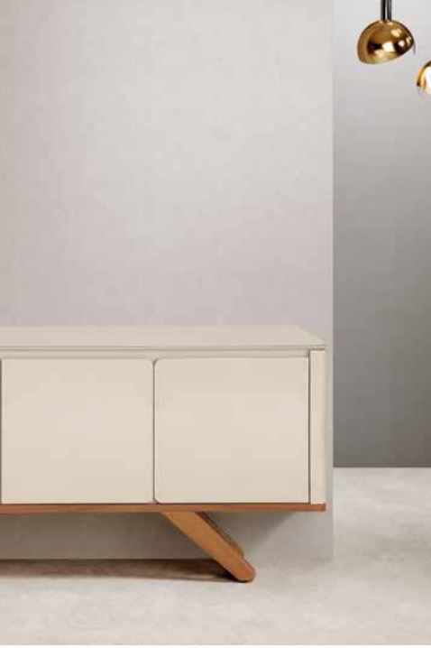 Ambiente 2 com Davos Buffet Wooden Base with White Lacquered Box and Doors 200cm