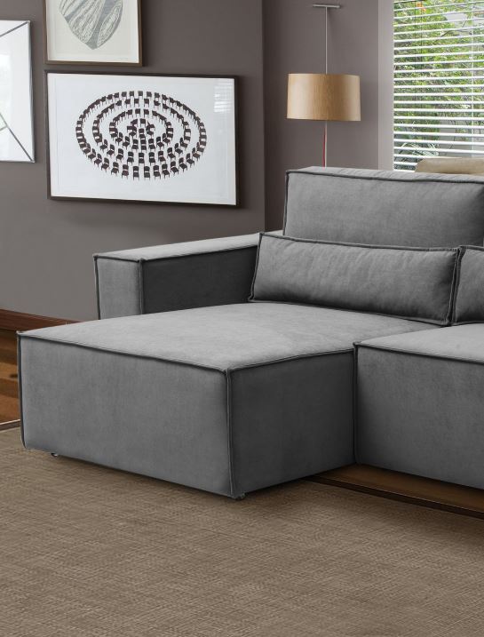 Ambiente 3 com Sofá Estofado Armani Retrátil Linho Cinza