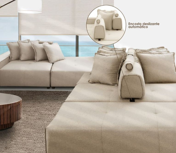 Ambiente 3 com Sofá Estofado Marvel Retrátil Linho Off White
