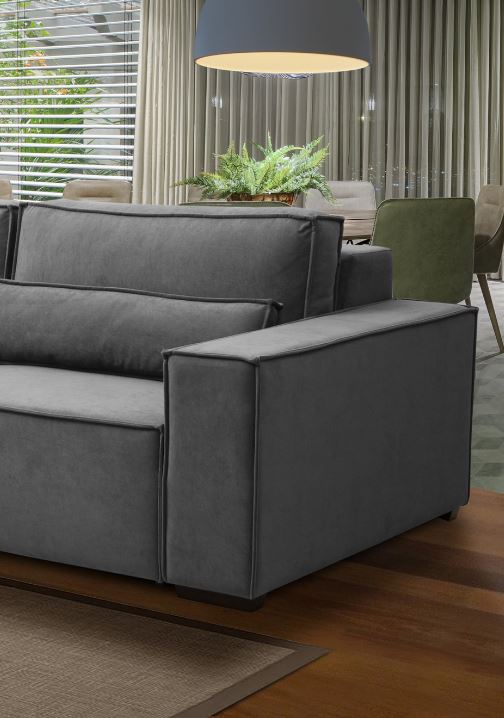 Ambiente 4 com Sofá Estofado Armani Retrátil Linho Cinza