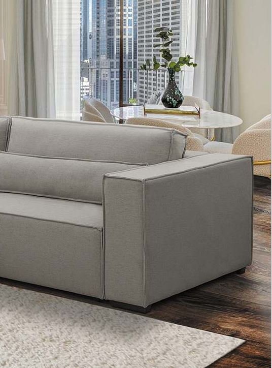 Ambiente 2 com Sofá Estofado Armani Retrátil Linho Cinza