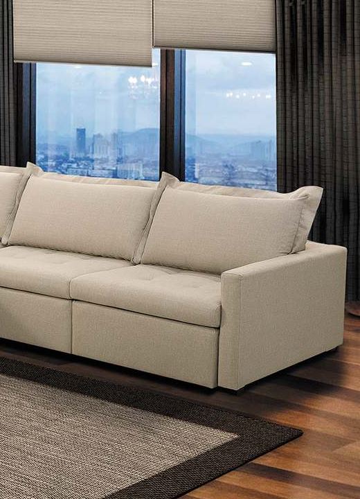 Ambiente 2 com Sofá Tapizado Asturia Reclinable y Reclinable Lino Blanco Roto