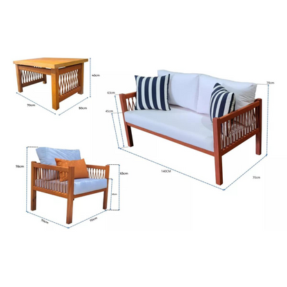 Mesa auxiliar Lux 70x50cm madera maciza y cuerda náutica