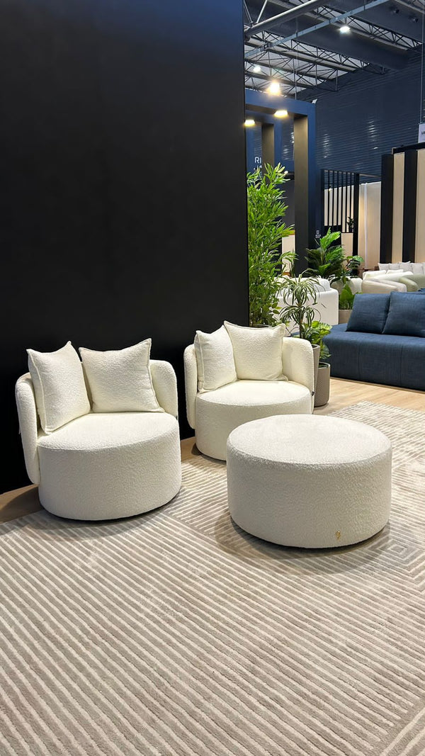 Ambiente 3 com Poltrona Luna Base Giratória Estofado Boucle Sheep G311