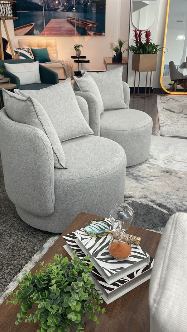 Ambiente 1 com Poltrona Luna Base Giratória Estofado Boucle Sheep G311