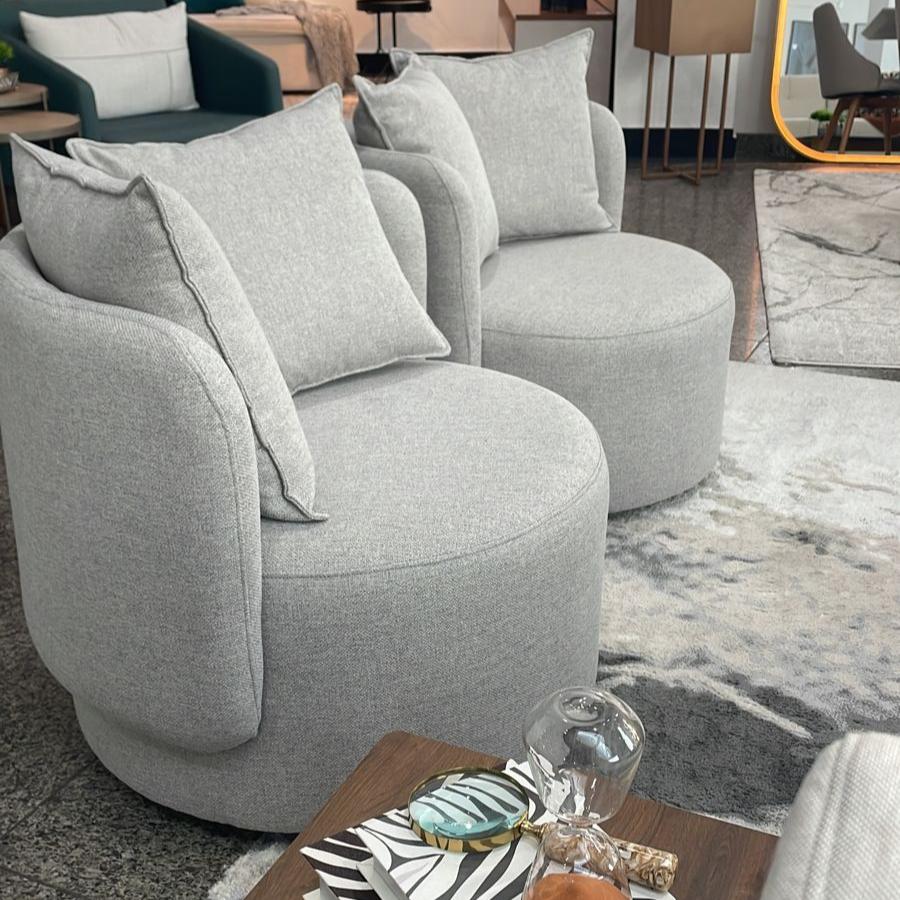 Sillón Luna Base Giratoria Tapizado Lino Diamond P320