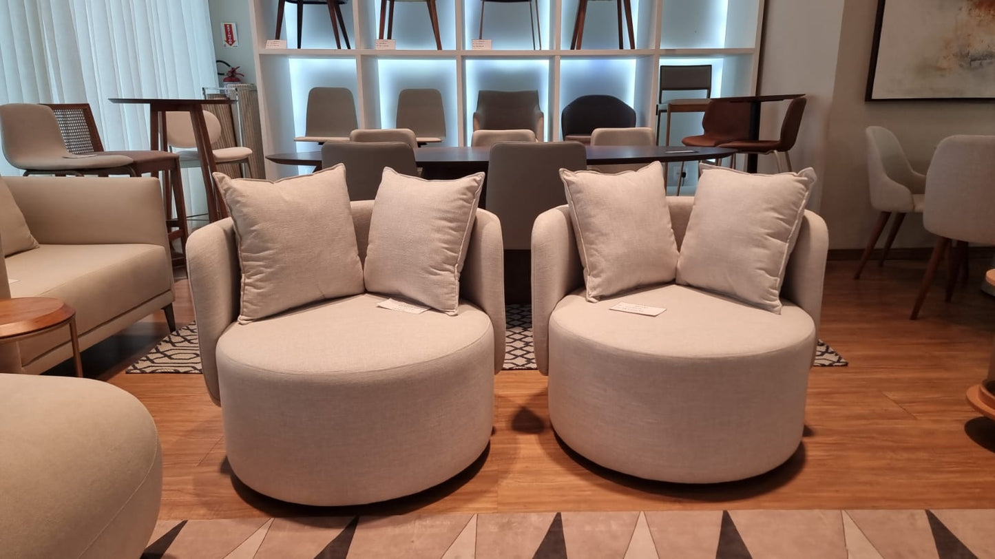 Sillón Luna Base Giratoria Tapizado Lino Zafiro AA343