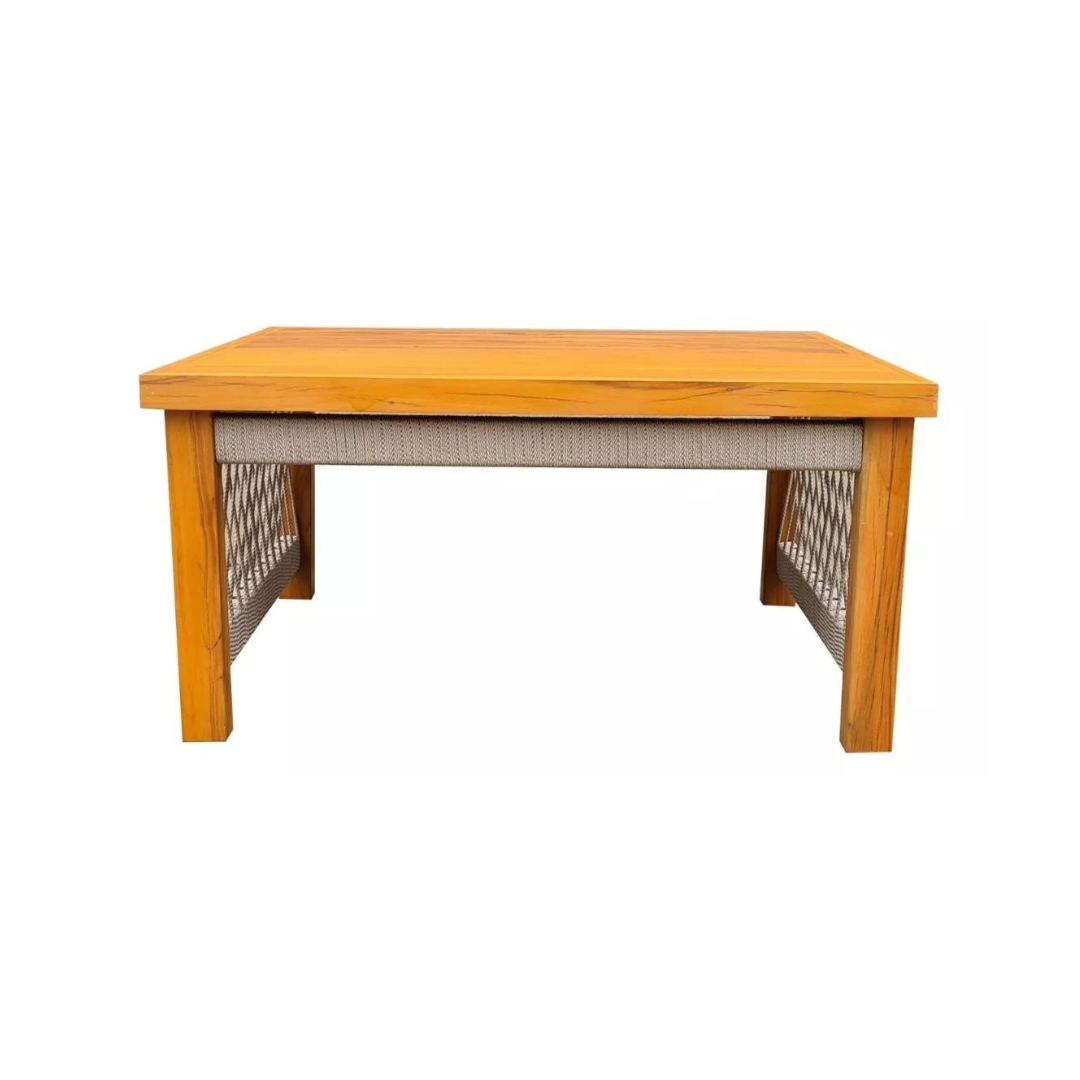 Mesa de centro Lux 50x50cm madera maciza y cuerda náutica