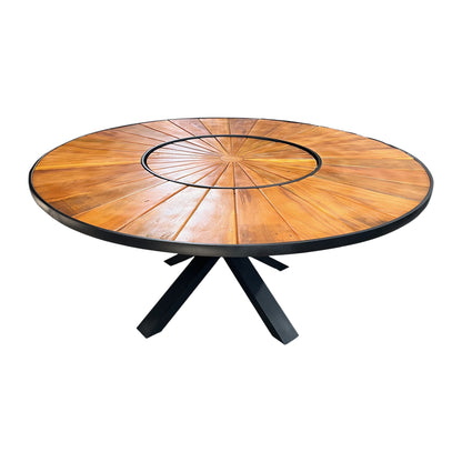 Mesa Volt Prato Giratório Madeira 160cm Tampo Madeira Peroba Rosa Pizza